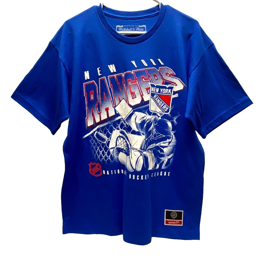New York Rangers‎ NHL Shirt Large Blue Graphic Hockey Tee Meitchell & Ness NWOT